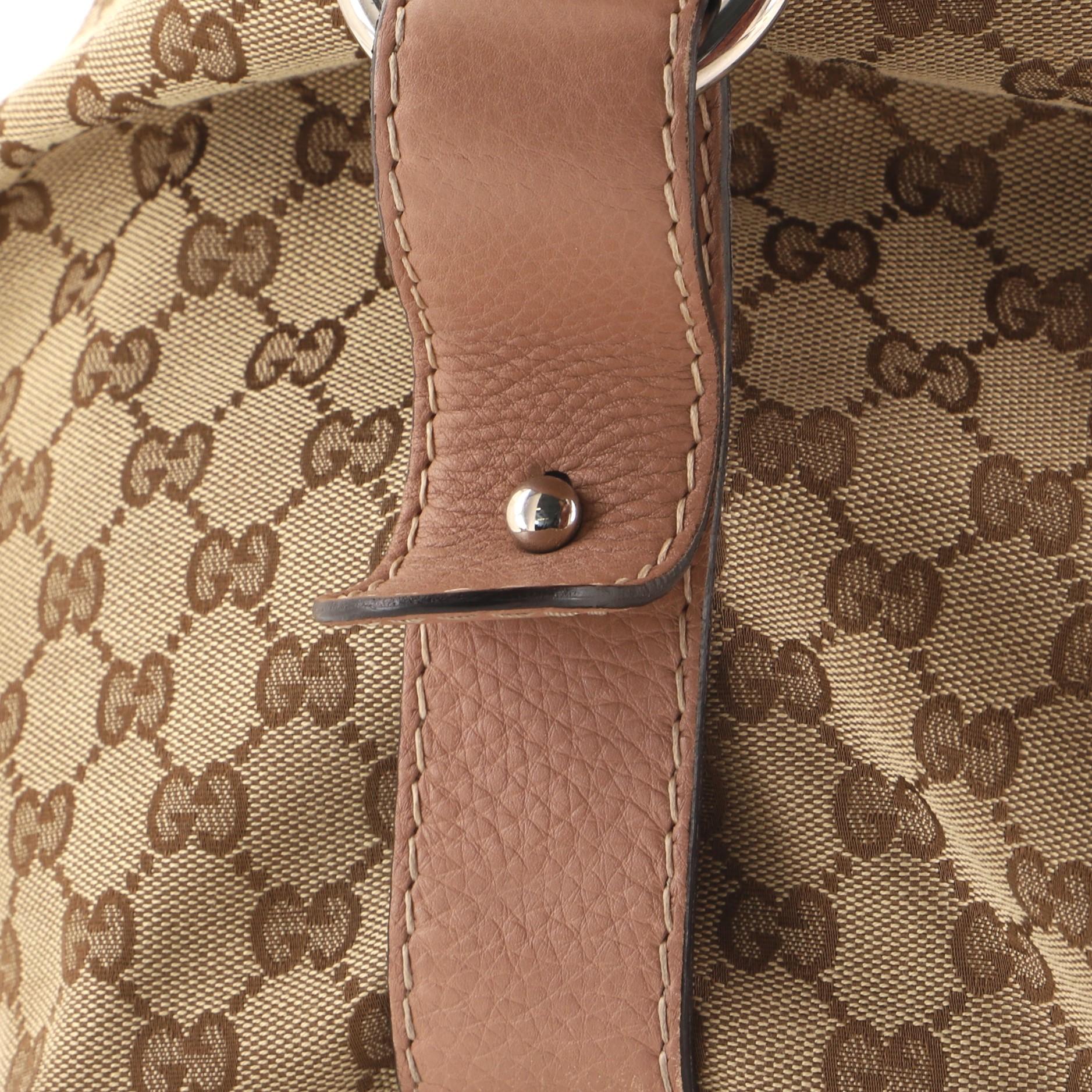 Brown Gucci Bamboo Bar Shoulder Bag GG Canvas Medium