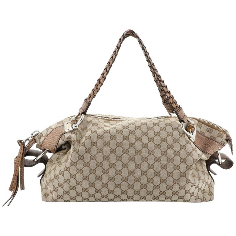 Gucci Bamboo Bar Shoulder Bag GG Canvas Medium