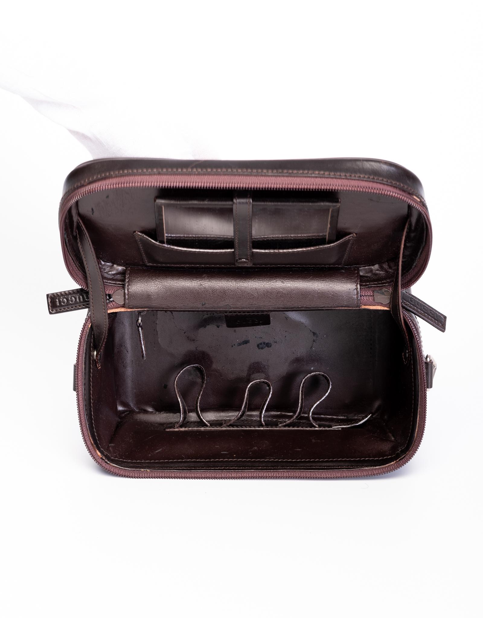 Gucci Bamboo Black On Black Vintage Vanity Bag In Fair Condition In Montreal, Quebec