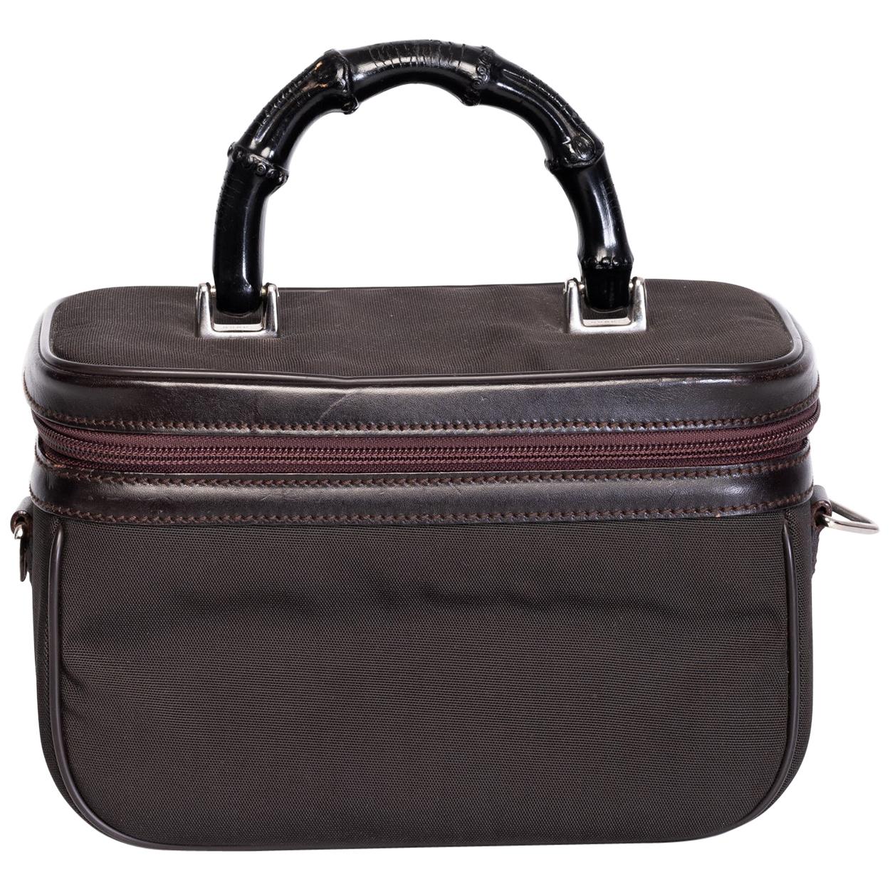 Rare Gucci Black Monogram Canvas and Leather Train Case Doctors Bag