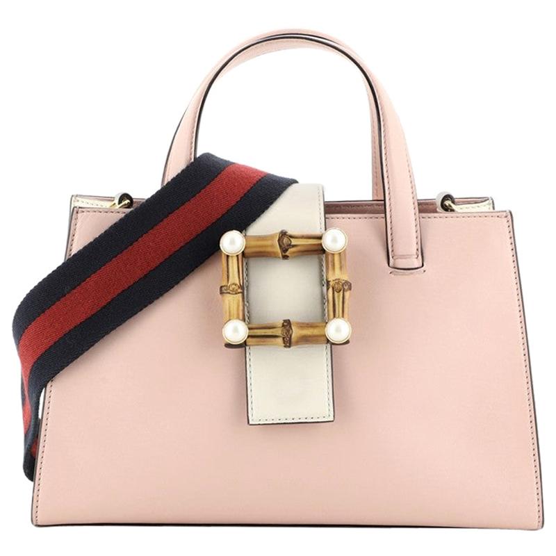 Gucci Bamboo Buckle Tote Leather Small
