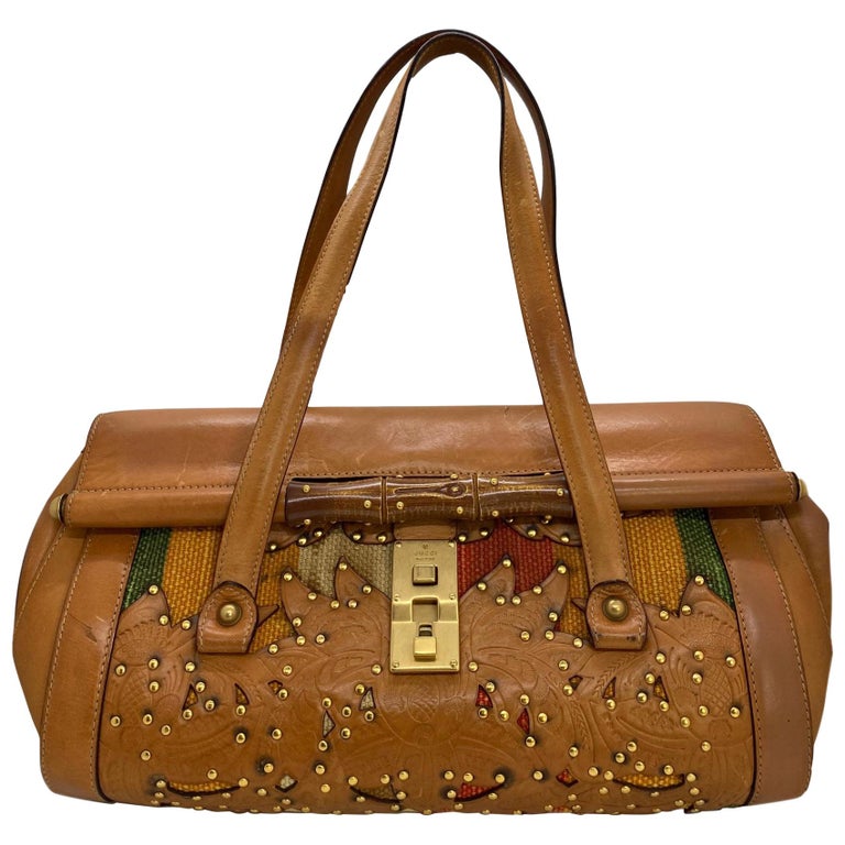 Gucci Bamboo Bullet Leather Studded Limited Edition Tri-Color Handbag. at  1stDibs