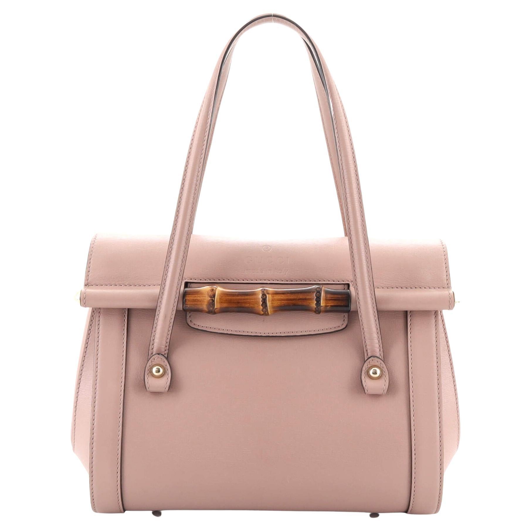 Gucci Bamboo Bullet Top Handle Bag Leather Medium