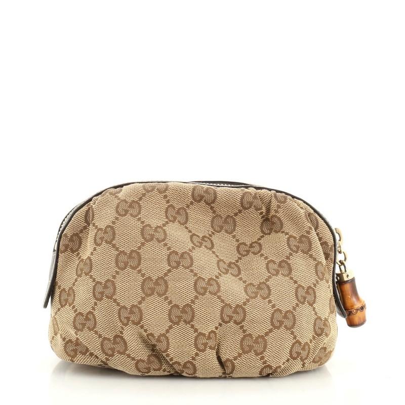 Brown Gucci Bamboo Cosmetic Case GG Canvas Small