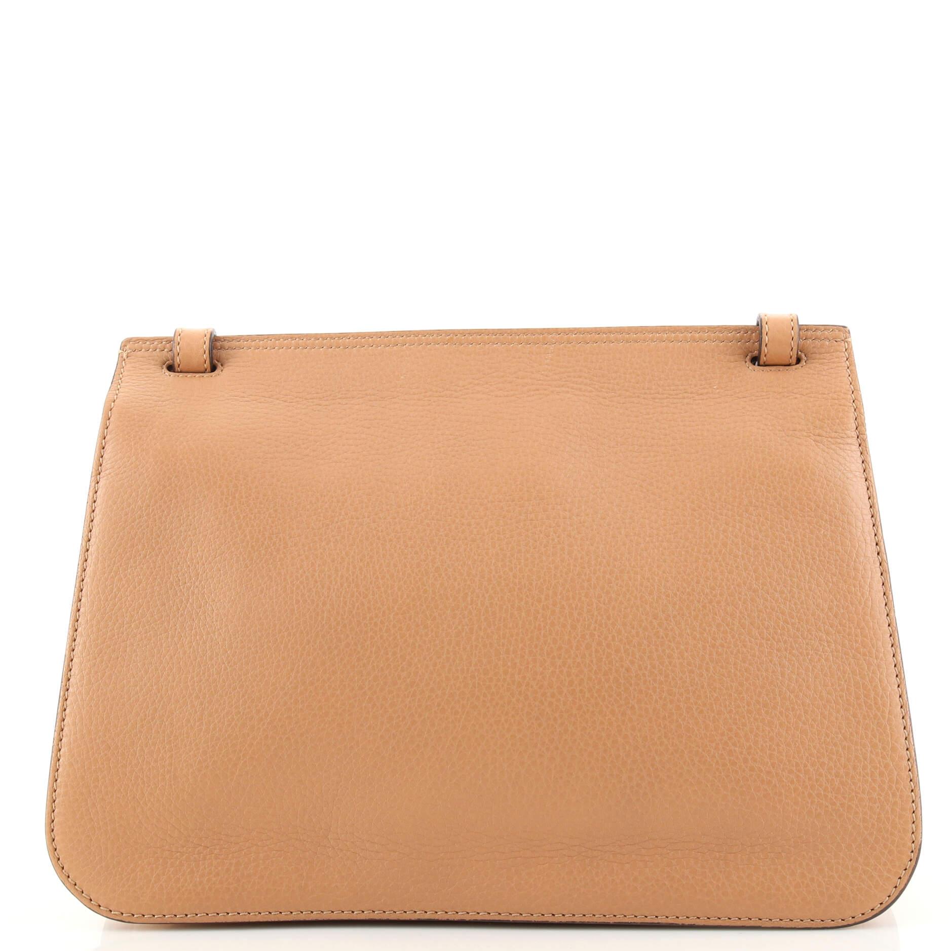 Beige Gucci Bamboo Daily Flap Bag Leather