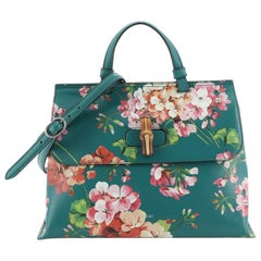 Gucci Bamboo Daily Top Handle Bag Blooms Print Leather Medium