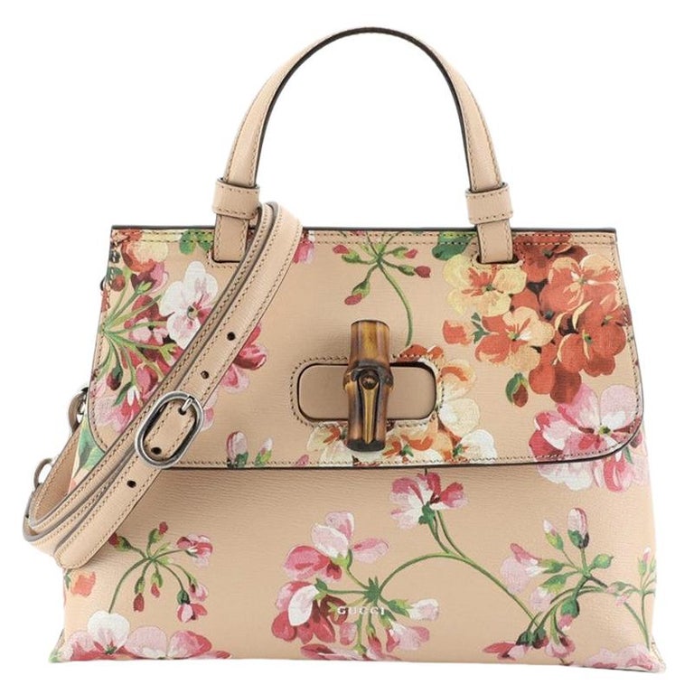 Gucci Bamboo Daily Top Handle Bag Blooms Print Leather Small at 1stDibs