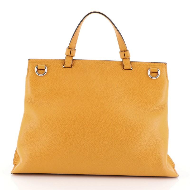 Orange Gucci Bamboo Daily Top Handle Bag Leather Medium