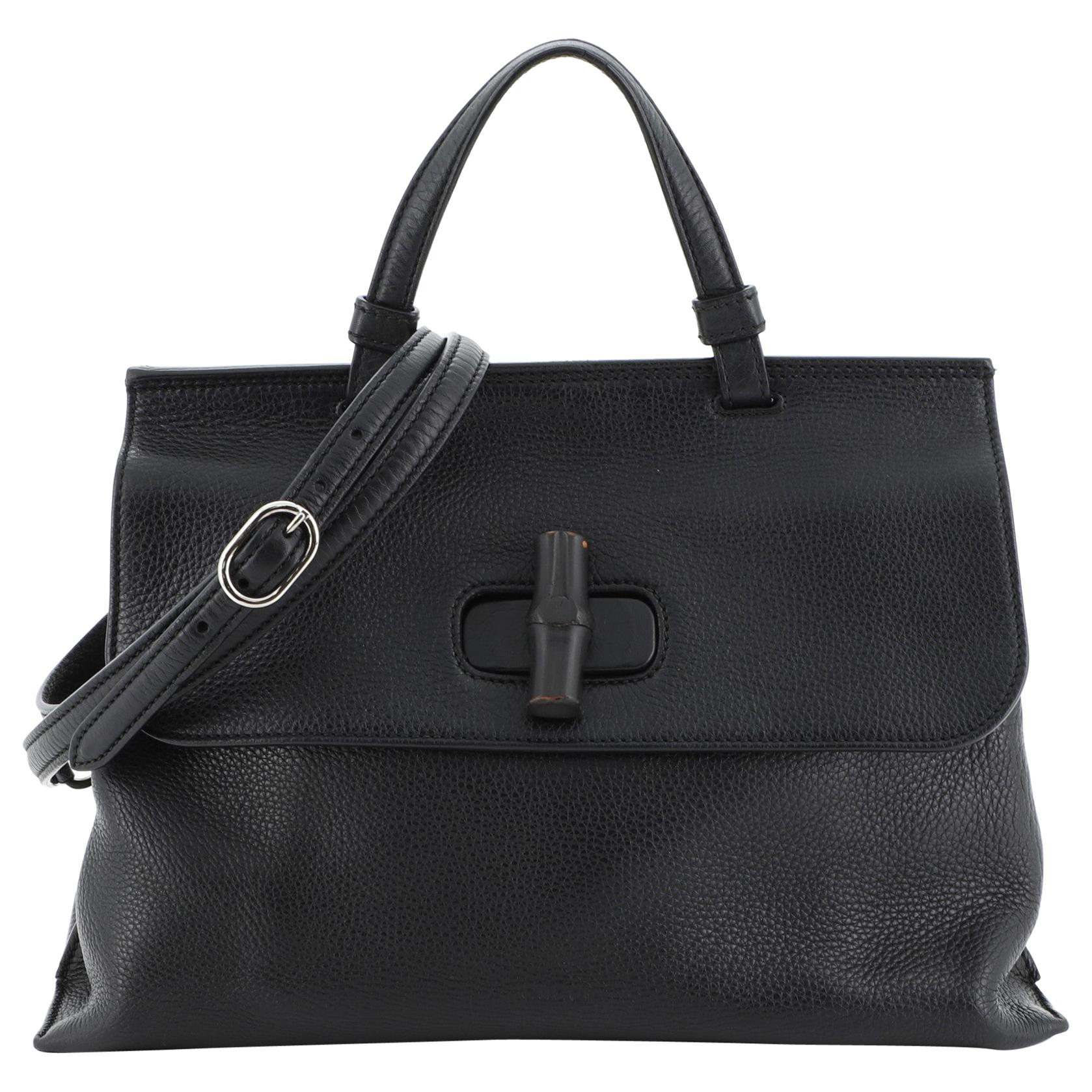 Gucci Bamboo Daily Top Handle Bag Leather Medium at 1stDibs