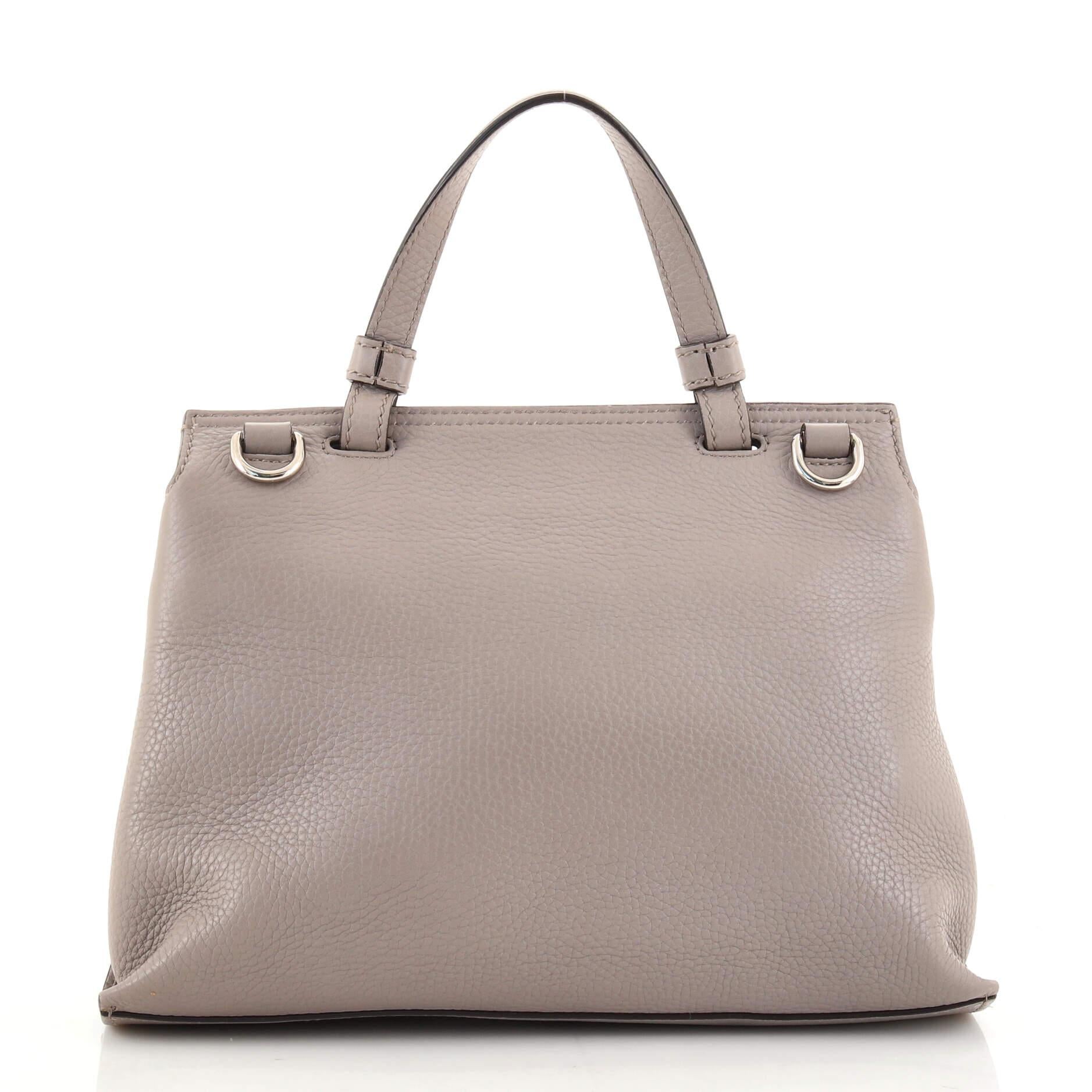 Gray Gucci Bamboo Daily Top Handle Bag Leather Small