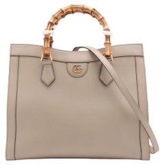 Gucci Bambus Diana Leder Zwei-Wege-Handtasche Beige