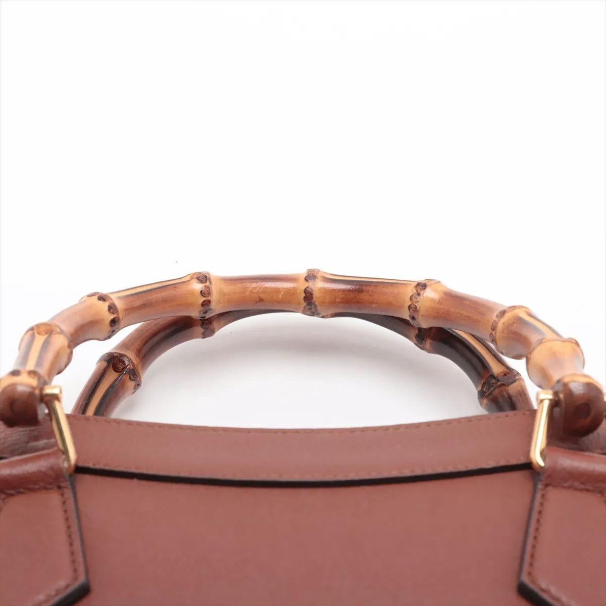 Gucci - Sac à main en cuir Bamboo Diana - Marron en vente 2