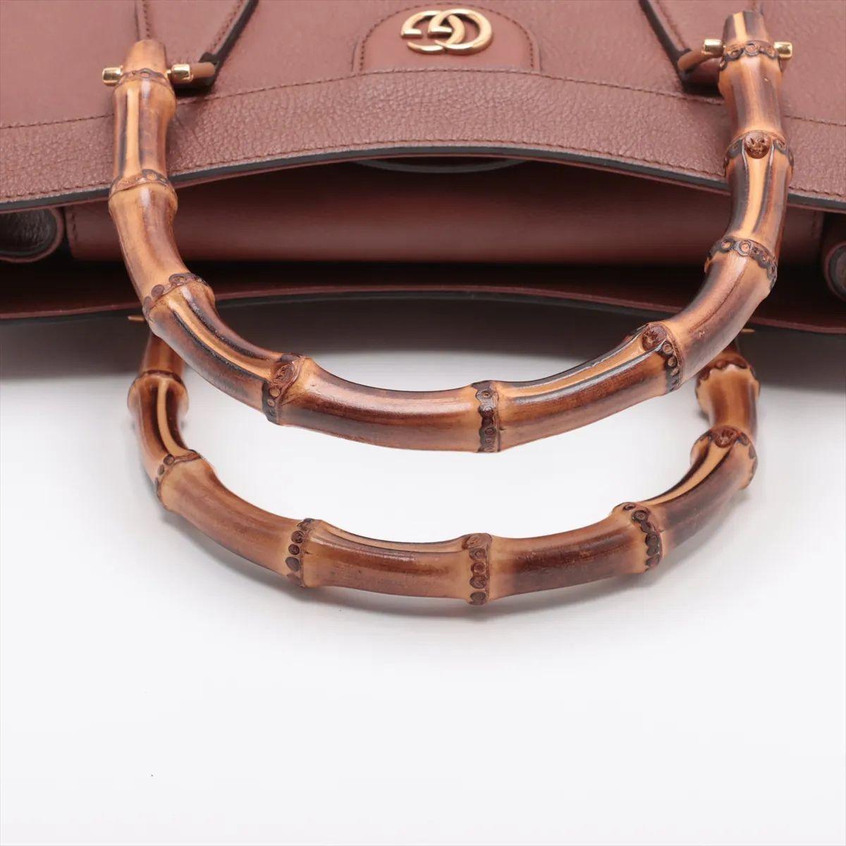 Gucci - Sac à main en cuir Bamboo Diana - Marron en vente 3