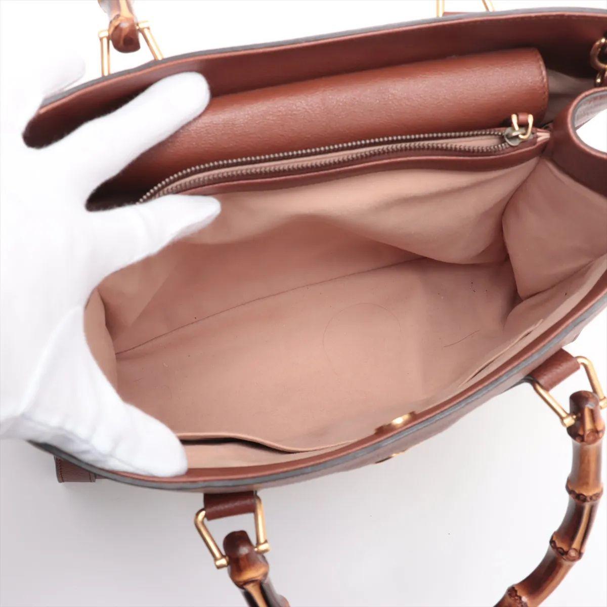 Gucci - Sac à main en cuir Bamboo Diana - Marron en vente 5
