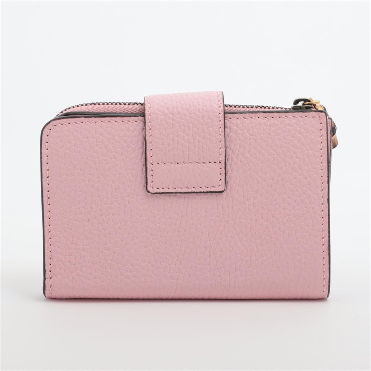 Gucci Bamboo Double G Leather Bi-fold Wallet Pink In Good Condition For Sale In Indianapolis, IN