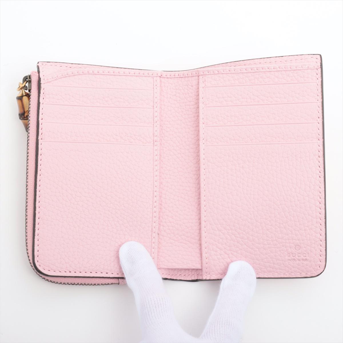 Women's Gucci Bamboo Double G Leather Bi-fold Wallet Pink For Sale