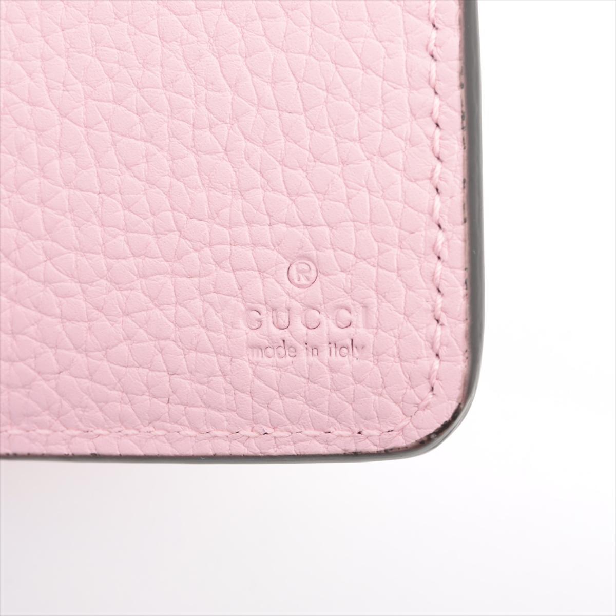 Gucci Bamboo Double G Leather Bi-fold Wallet Pink For Sale 3