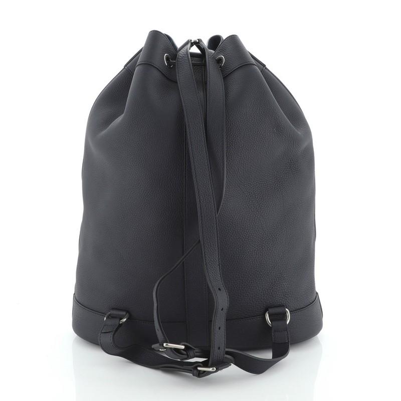 Black Gucci Bamboo Drawstring Backpack Leather