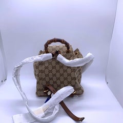 Gucci Bamboo GG Canvas Mini Backpack Brown Leather Vintage