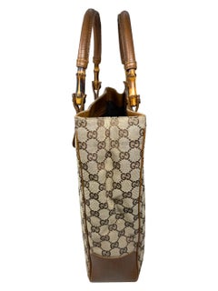 Borsa tote Gucci in tela GG Bamboo, epoca Tom Ford, vintage 2002, con monogramma