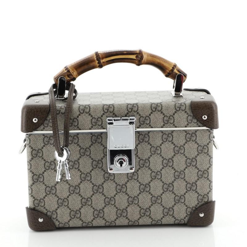 Gucci Bamboo Globe-Trotter Vanity Case GG Coated Canvas In Good Condition In NY, NY