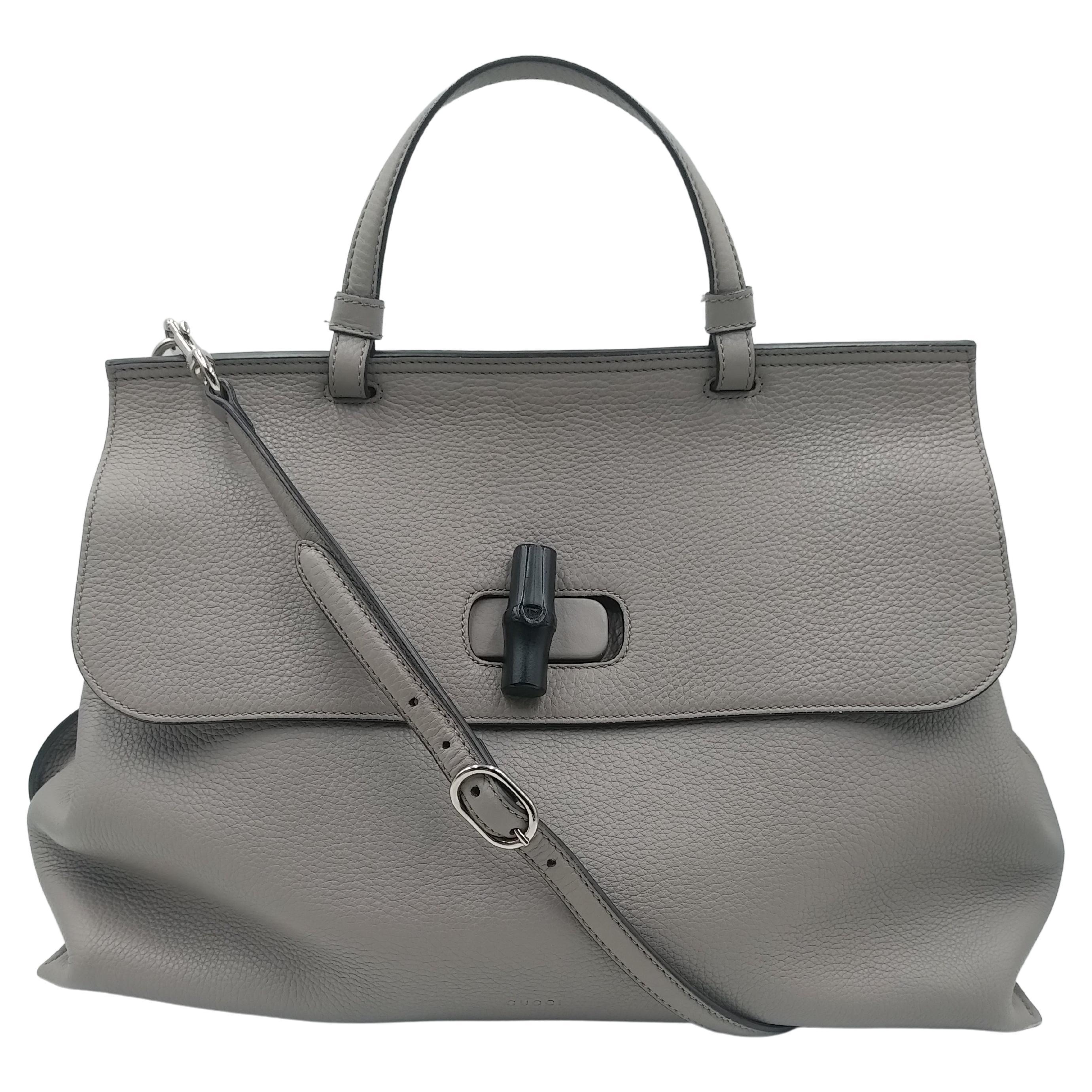 Gucci Bamboo Gray Daily Top Handle Shoulder Bag Large at 1stDibs | gray  shoulder bag, gucci daily bag, gucci bamboo daily top handle bag