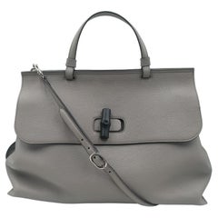 Gucci Bamboo Gray Daily Top Handle Umhängetasche Groß