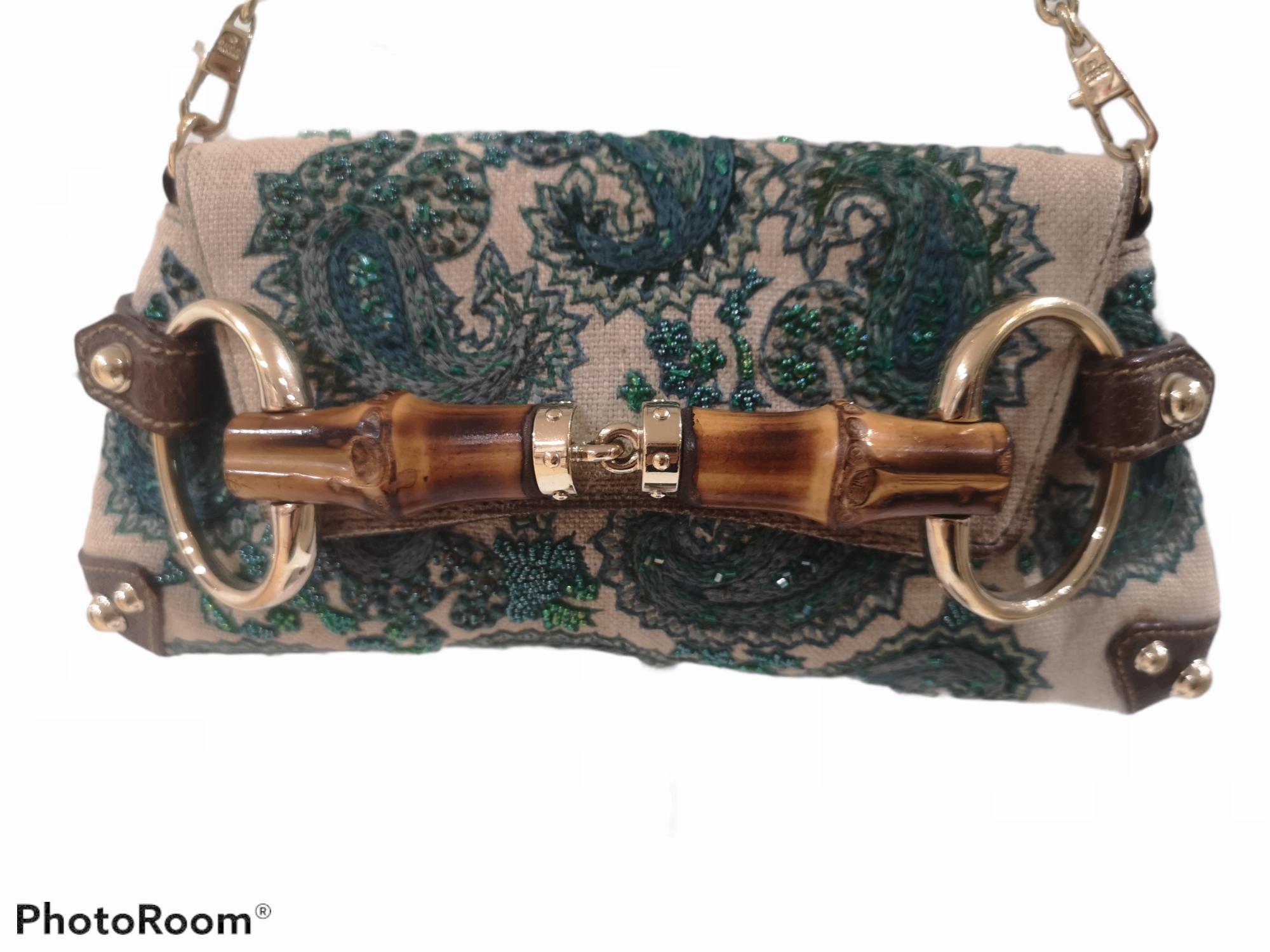 Grigio Borsa con manico a spalla in bambù di Gucci