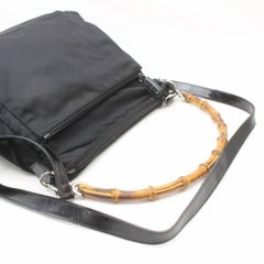Gucci Bamboo Hobo 869311 Black Nylon Shoulder Bag