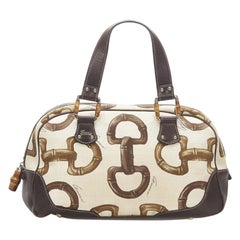 Bolso de lona Gucci Bamboo Horsebit con asa de piel