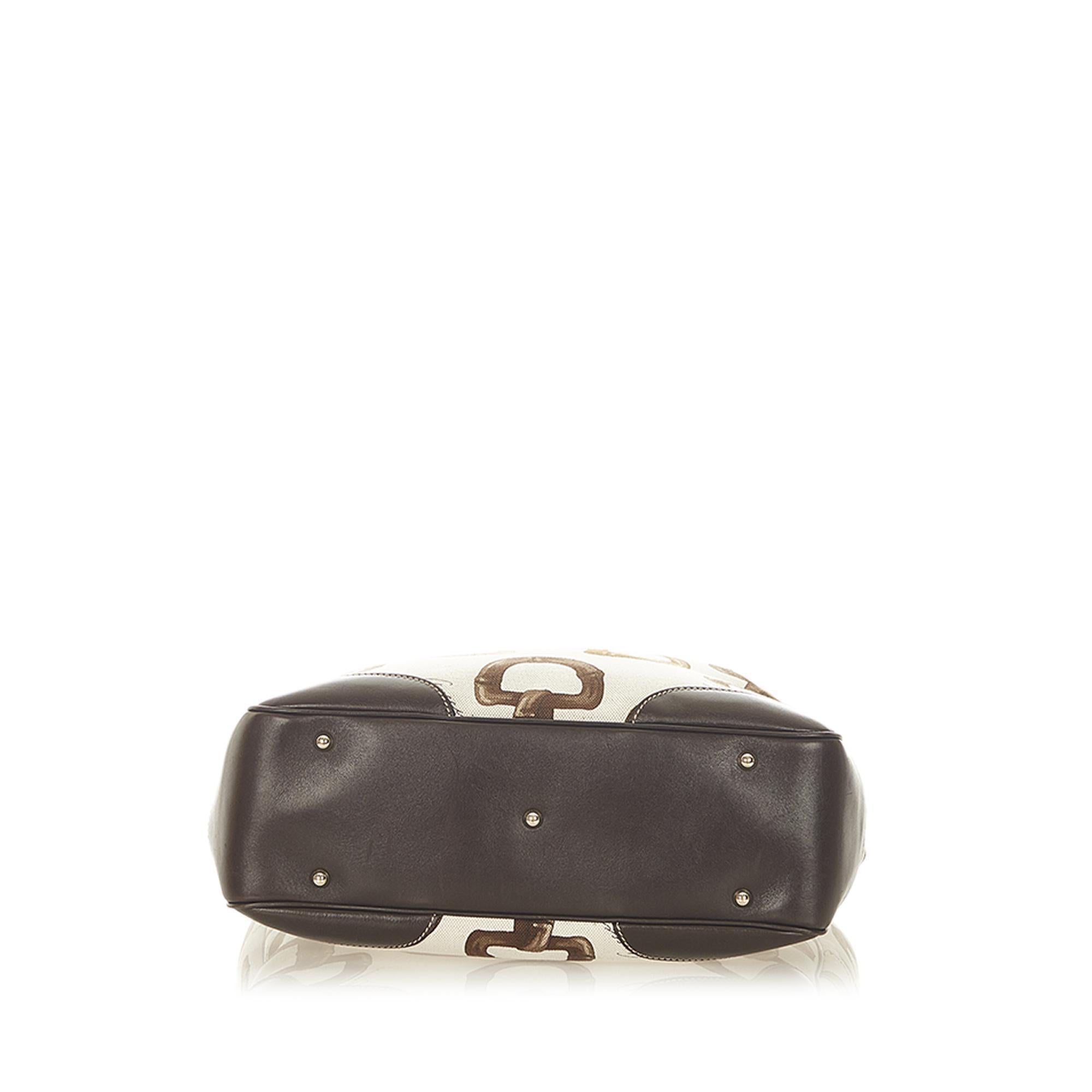 Gucci Bamboo Horsebit Canvas Tote Bag In condizioni ottime in vendita a PARIS, FR