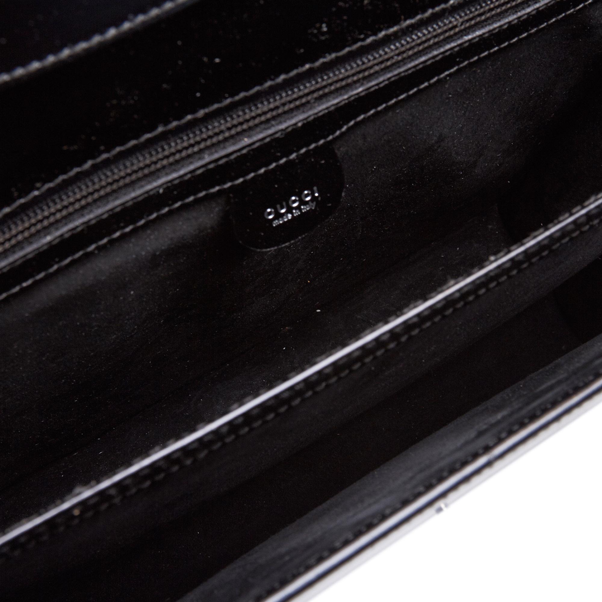 Black Gucci Bamboo Leather Briefcase