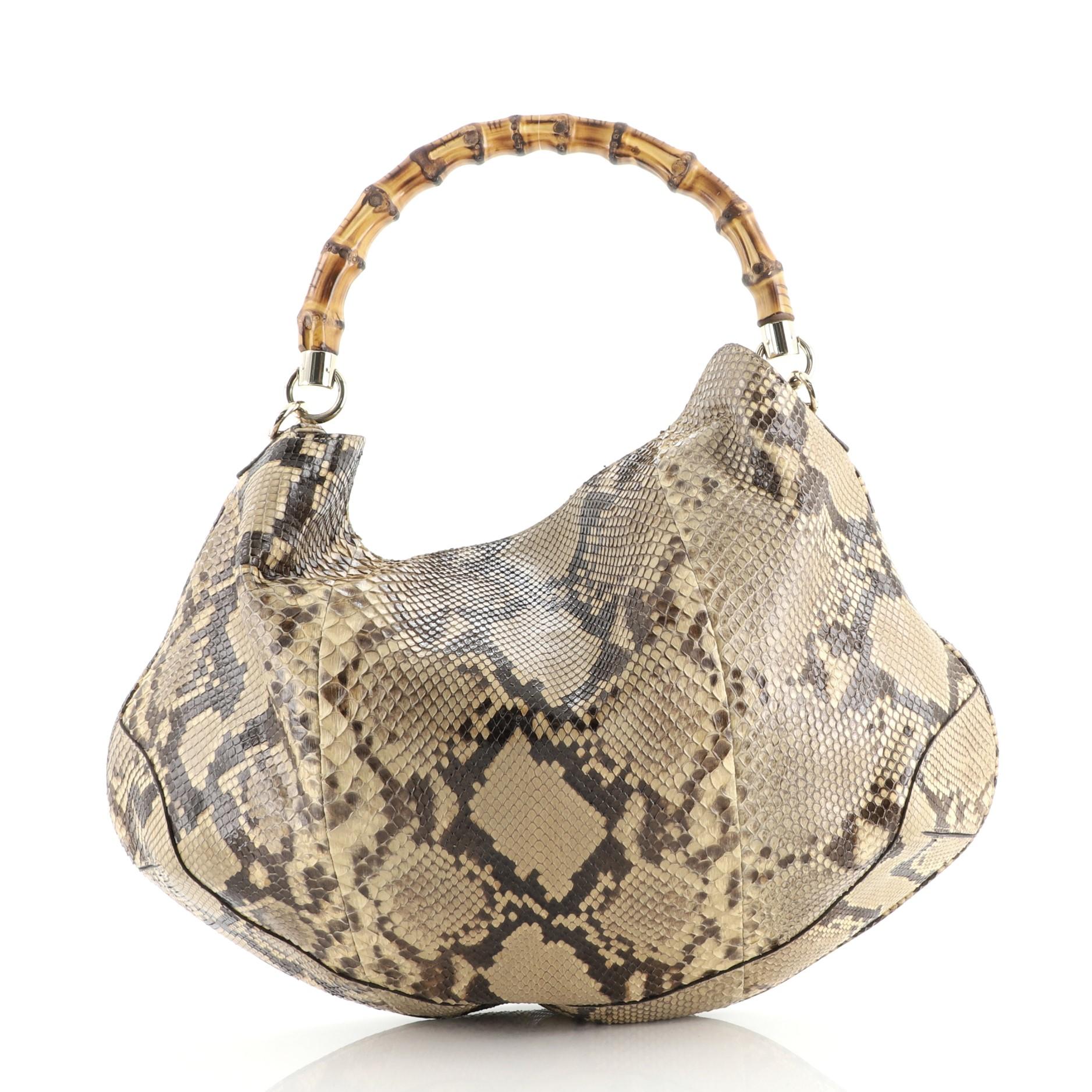 Gucci Bamboo Peggy Hobo Python Large In Good Condition In NY, NY