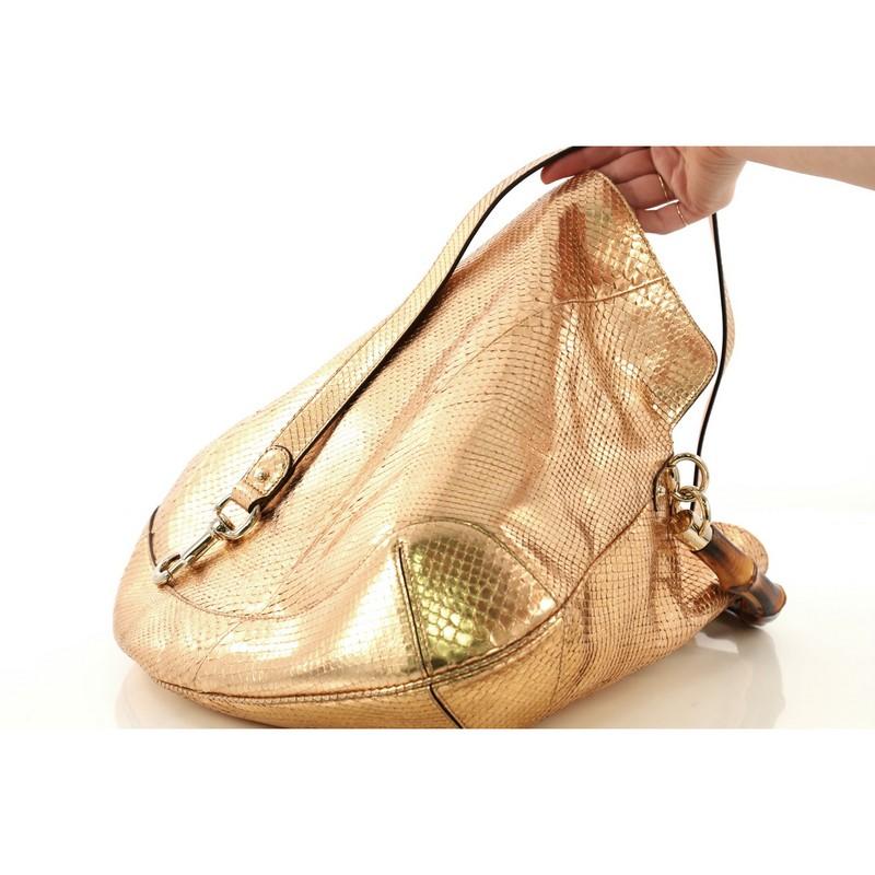 Gucci Bamboo Peggy Hobo Python Large In Good Condition In NY, NY