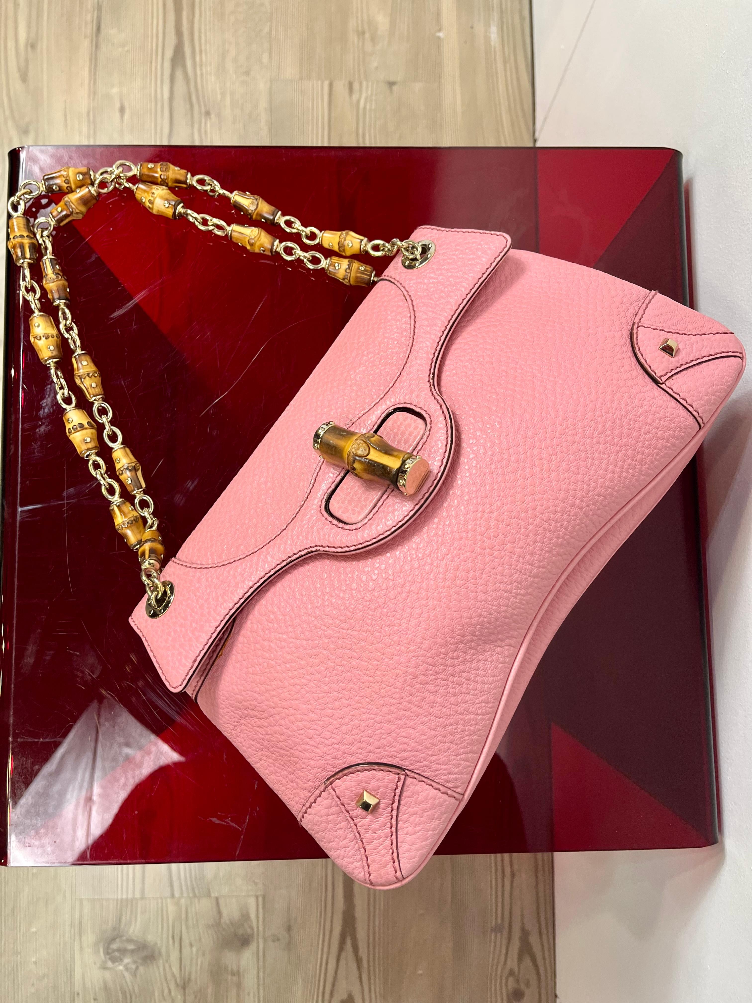 Gucci Bamboo pink leather bag 2
