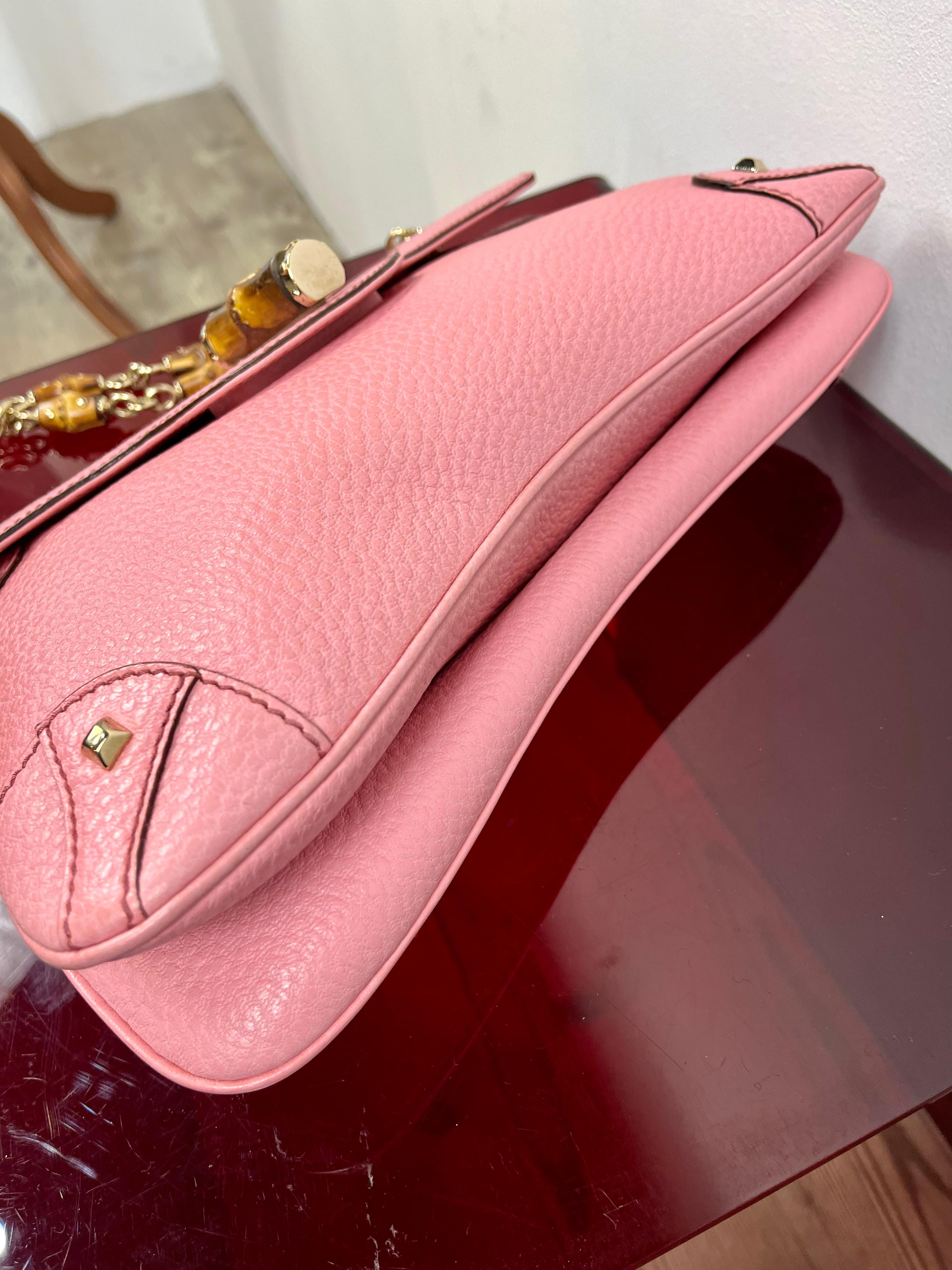 Gucci Bamboo pink leather bag 3