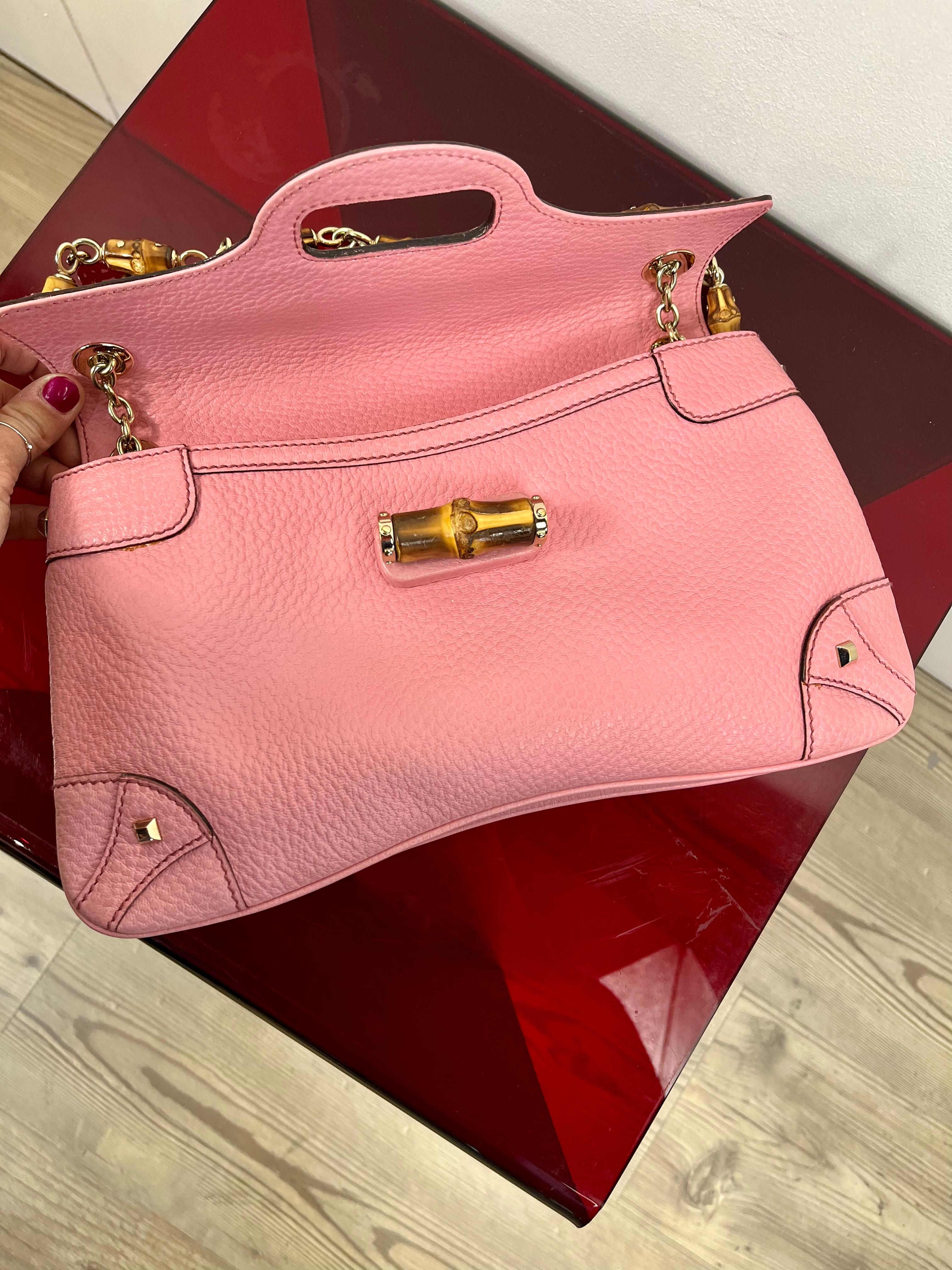 Gucci Bamboo pink leather bag 7