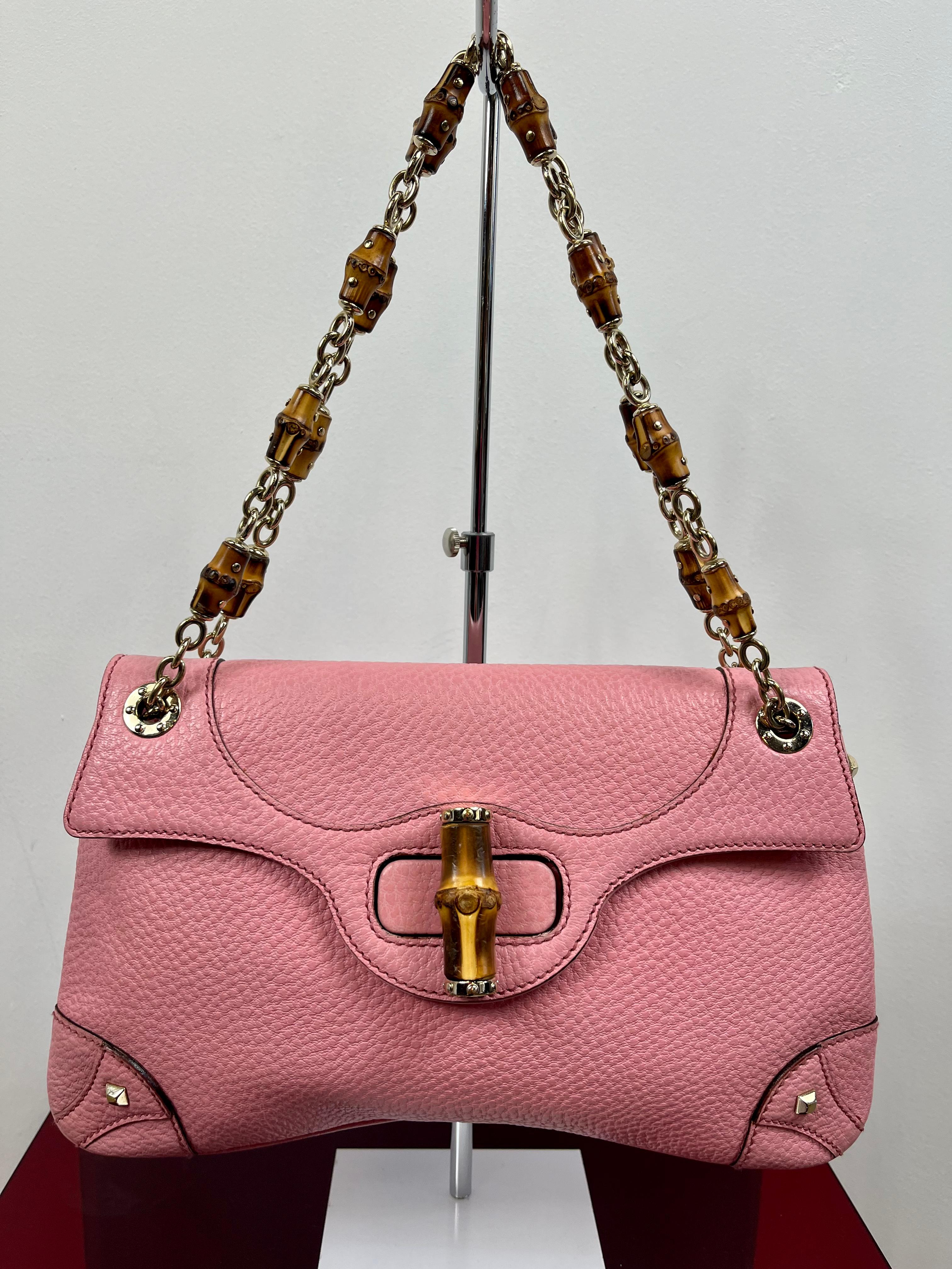 gucci pink bamboo bag