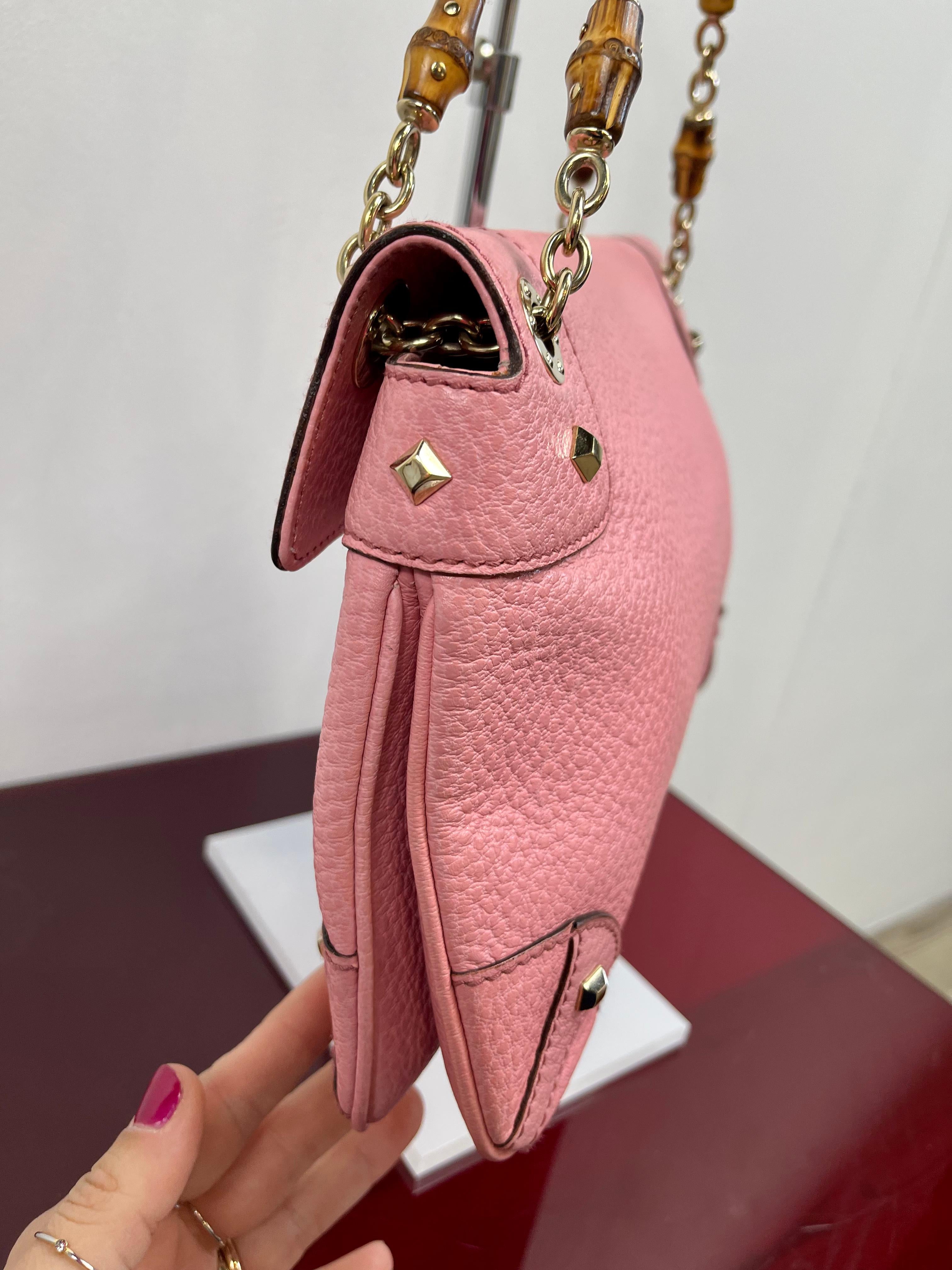 Gucci Bamboo pink leather bag 1