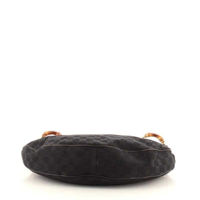 Gucci Bamboo Ring Halbmond Hobo GG Canvas Medium im Zustand „Gut“ in NY, NY