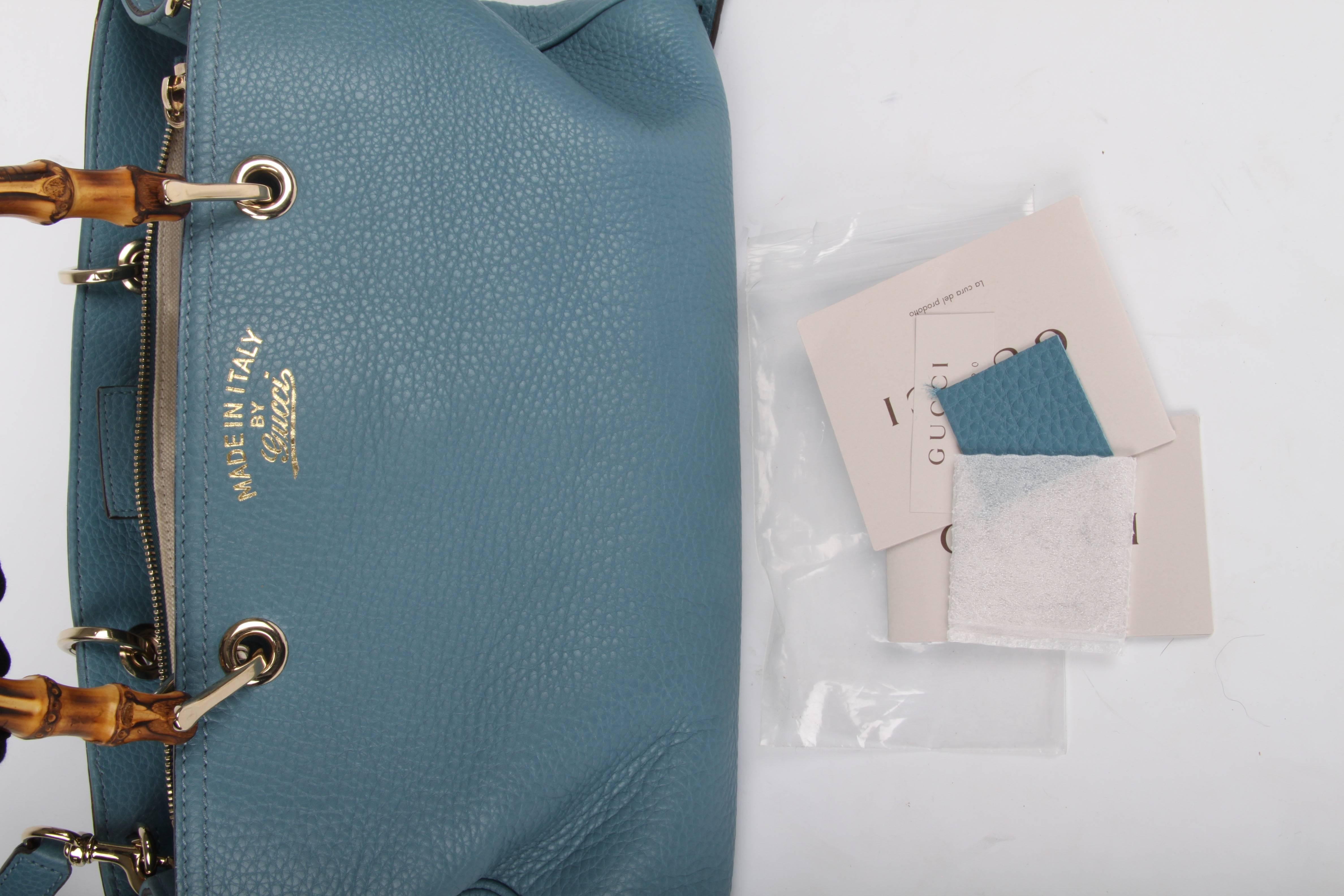 Gucci denim blue Bamboo Shopper Tote Bag Medium  5