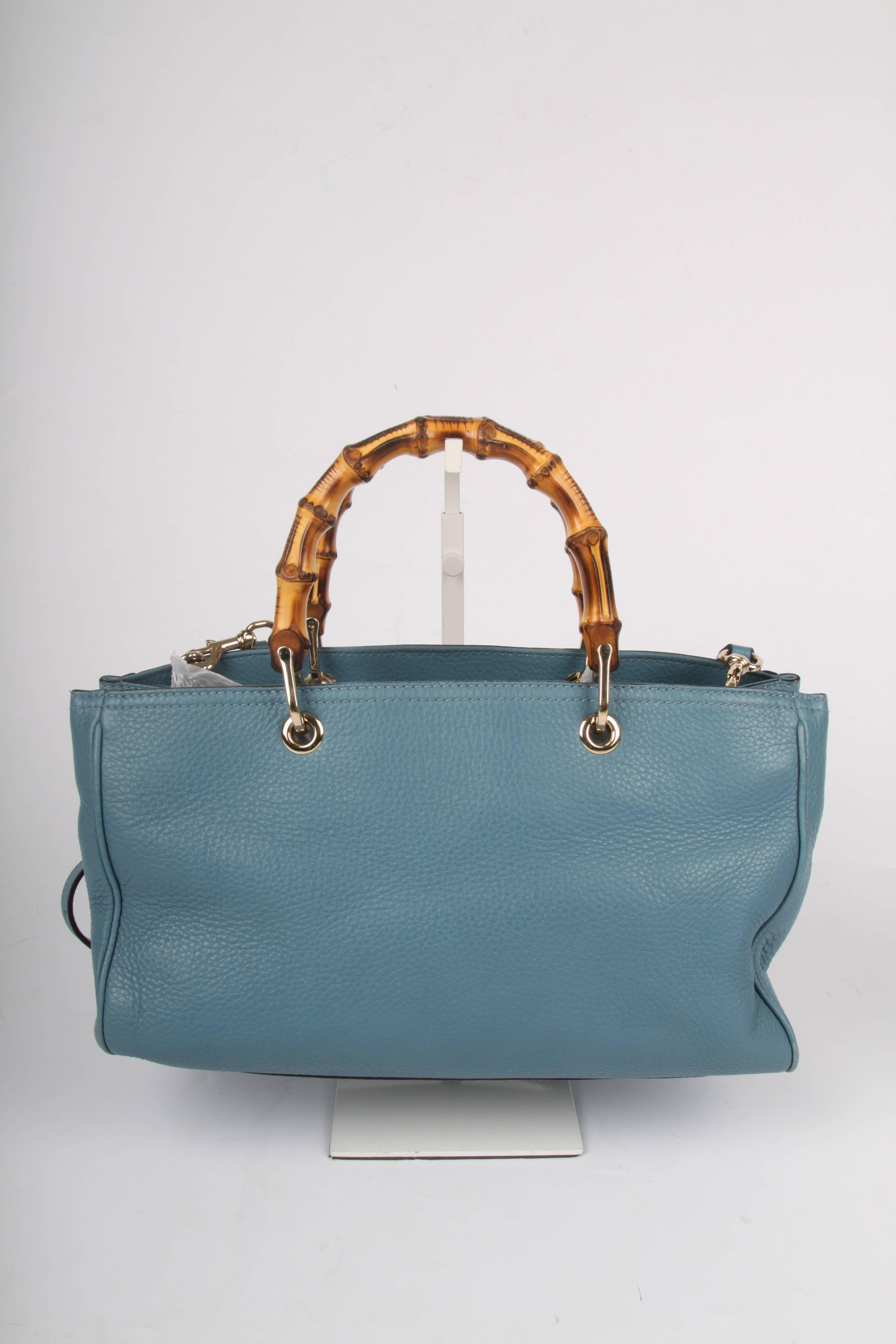 Gray Gucci denim blue Bamboo Shopper Tote Bag Medium 