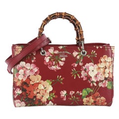 Gucci Bamboo Shopper Tote Blooms Print Leather Medium