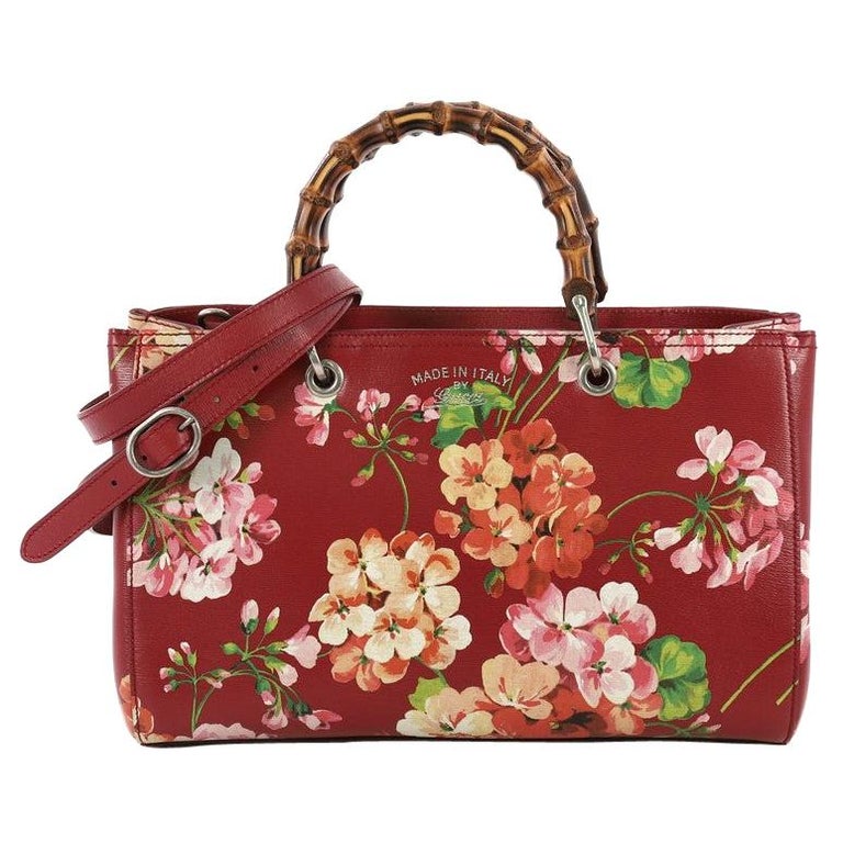 Gucci Bamboo Shopper Tote Blooms Print Leather Medium at 1stDibs