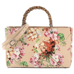 Gucci Bamboo Shopper Tote Blooms Print Leather Medium 