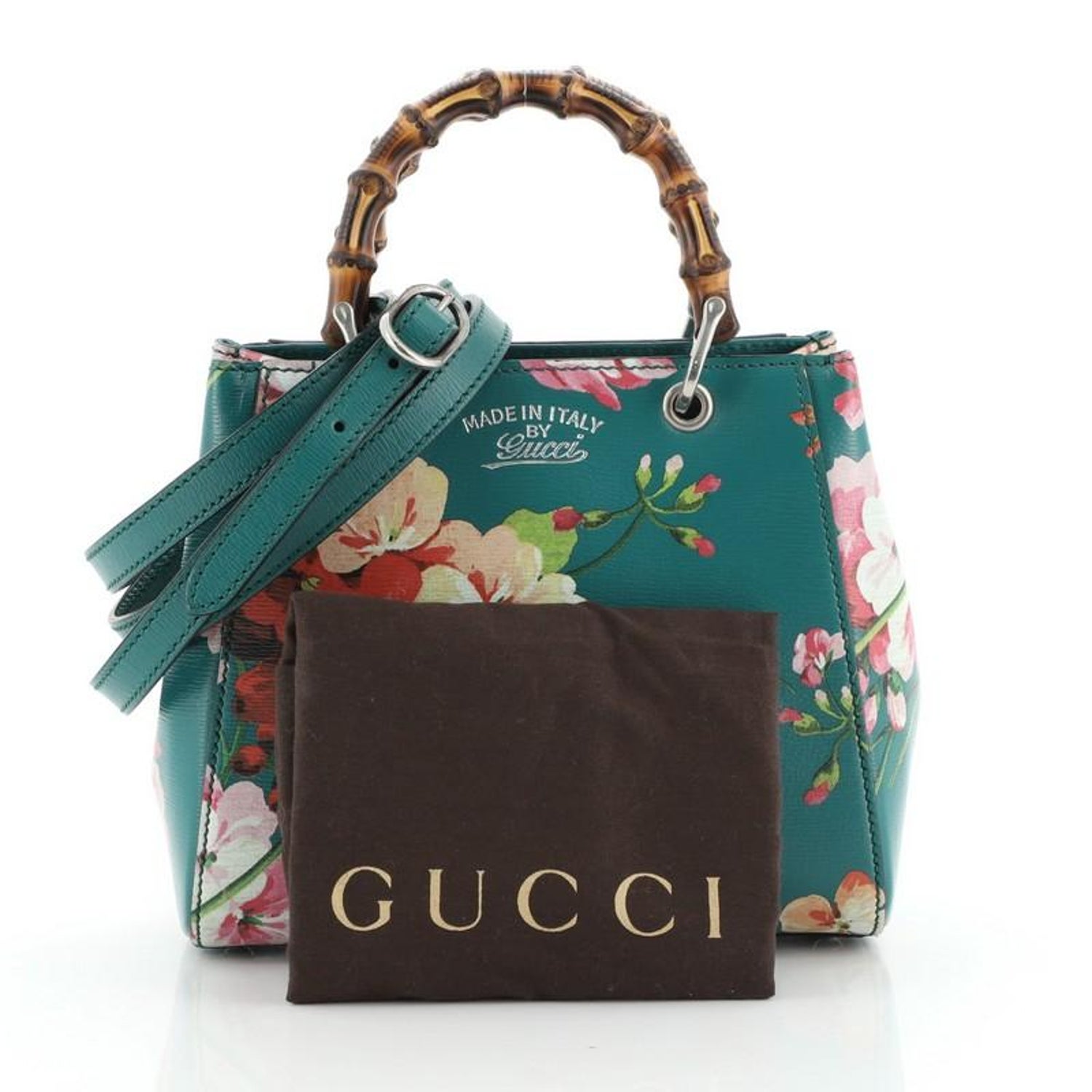 Gucci Bamboo Shopper Tote Blooms Print Leather Mini at 1stDibs | gucci  flora bag