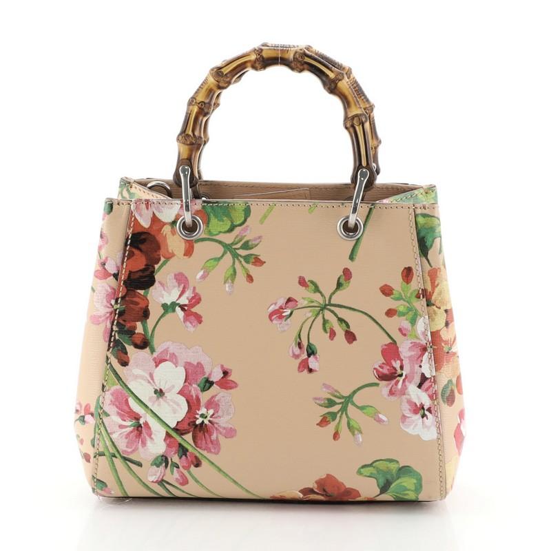 Gucci Bamboo Shopper Tote Blooms Print Leather Mini at 1stDibs