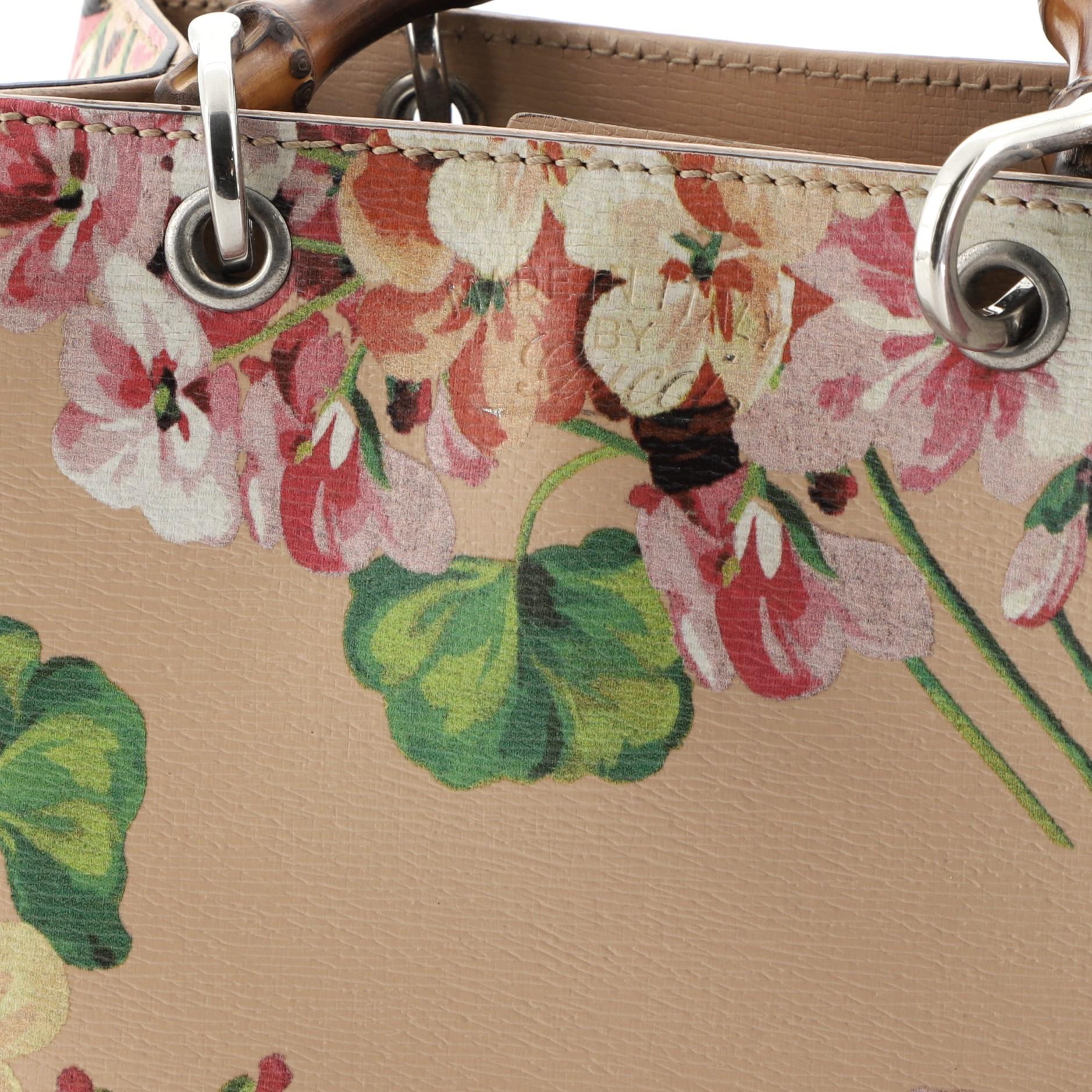 Gucci Bamboo Shopper Tote Blooms Print Leather Mini  1