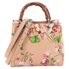 Gucci Bamboo Shopper Tote Blooms Print Leather Mini