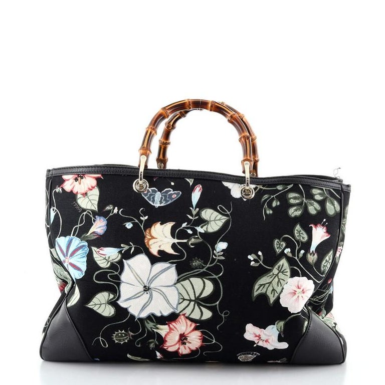 Gucci Bamboo Shopper Tote Flora Canvas Large at 1stDibs
